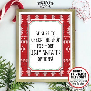 Hot Chocolate Sign, Warm Up at the Hot Chocolate Bar Ugly Christmas Sweater Party, PRINTABLE 8x10" Instant Download Tacky Sweater Party Sign image 3