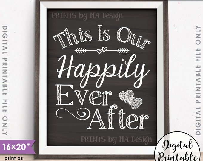 This Is Our Happily Ever After Wedding Sign, Reception Decor Wedding Poster, Instant Download 8x10/16x20” Chalkboard Style Printable Sign