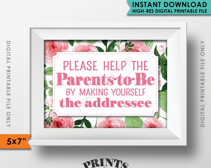 Baby Shower Address Envelope Sign, Help the Parents-to-Be Address an envelope, Vintage Floral Shower 5x7" Instant Download Digital Printable