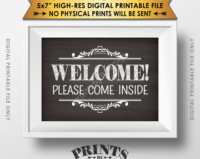 Welcome Sign, Please Come In Sign, Welcome Display, Welcome to the Party Sign, Come On In, 5x7” Chalkboard Style Printable Instant Download