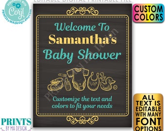 Baby Shower Welcome Sign, Custom PRINTABLE 8x10/16x20” Chalkboard Style Baby Shower Entrance Sign <Edit Yourself with Corjl>