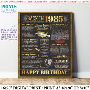 Back in 1985 Geburtstag Poster Board, Rückblick auf 1985 Geburtstag Dekoration, '85 B-Day Geschenk, DRUCKBARE 16x20 ''Geburtstagsdeko