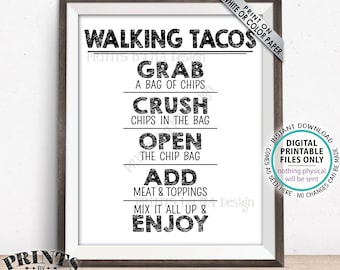 Walking Tacos Sign, Taco Bar Fiesta, Cinco de Mayo Celebration, Wedding Tacos, PRINTABLE 8x10/16x20” Tacos Sign <ID>