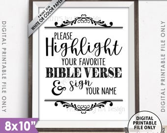 Highlight Your Favorite Bible Verse and Sign Your Name Wedding Sign, Sign our Bible Guestbook Sign, PRINTABLE 8x10” Sign <Instant Download>