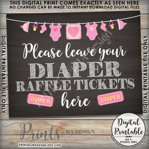 Diaper Raffle Ticket Sign, Leave Your Raffle Ticket Here, Raffle Ticket ...
