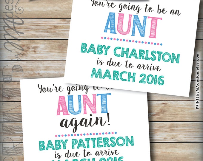 Aunt Announcement, Announce to Aunt Pregnancy Announcement, Going to be an Aunt Again, Expecting a Neice Nephew, 8.5x11” Printable Sign