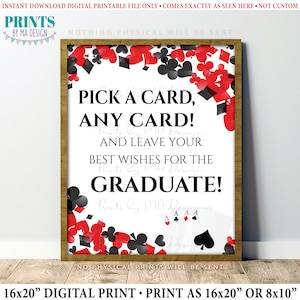I migliori auguri per il cartello del laureato, scegli una carta e scrivi un messaggio, prendi una carta, poker, carte da gioco, segno di laurea 8x10/16x20" STAMPABILE <ID>