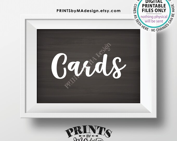 Cards Sign, Gift Table Sign, Birthday, Graduation Party, Bridal or Baby Shower, Wedding, PRINTABLE 5x7” Chalkboard Style Sign <ID>