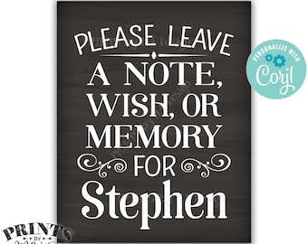 Please Leave a Note Wish or Memory Sign, Write a Message Sign, PRINTABLE Chalkboard Style 16x20” Sign <Edit Yourself with Corjl>