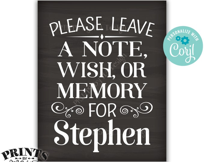 Please Leave a Note Wish or Memory Sign, Write a Message Sign, PRINTABLE Chalkboard Style 16x20” Sign <Edit Yourself with Corjl>