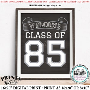 Class of 85 Sign, Welcome Class of 1985 Reunion Decoration, Chalkboard Style PRINTABLE 8x10/16x20” 1985 Class Reunion Sign &lt;ID&gt;