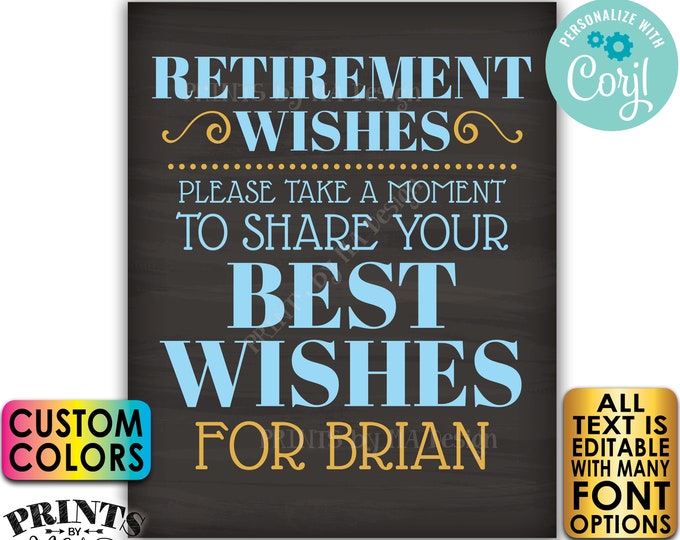 Retirement Party Sign, Please Leave Your Best Wishes for the Retiree, PRINTABLE 8x10/16x20” Chalkboard Style Sign <Edit Yourself with Corjl>