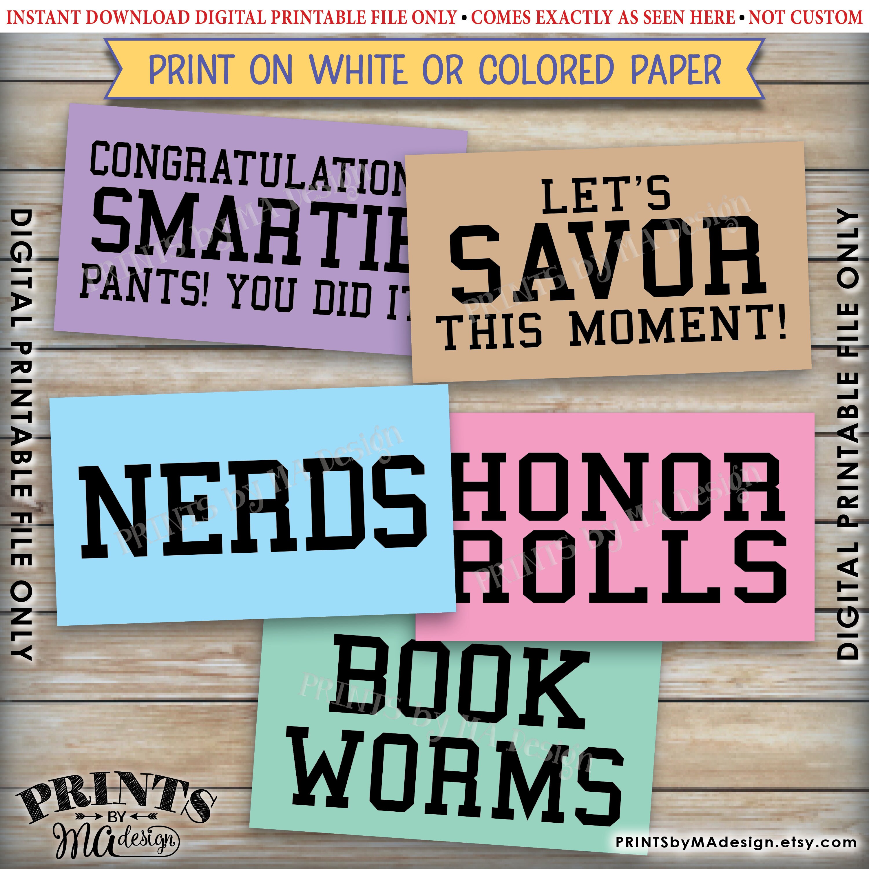 Graduation Party Candy Signs Candy Bar Candy Buffet Smartie Cookie