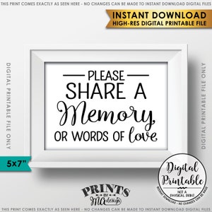 Share a Memory Sign, Share Memories, Please Write a Memory Card, Graduation, Birthday Party, 5x7" Instant Download Digital Printable File