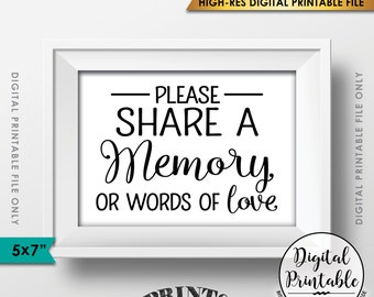 Share a Memory Sign, Share Memories, Please Write a Memory Card, Graduation, Birthday Party, 5x7" Instant Download Digital Printable File