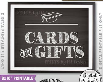 Cards & Gifts Sign, Cards and Gifts for the Graduate, Gifts for the Grad, PRINTABLE 8x10” Chalkboard Style Graduation Party Sign <ID>