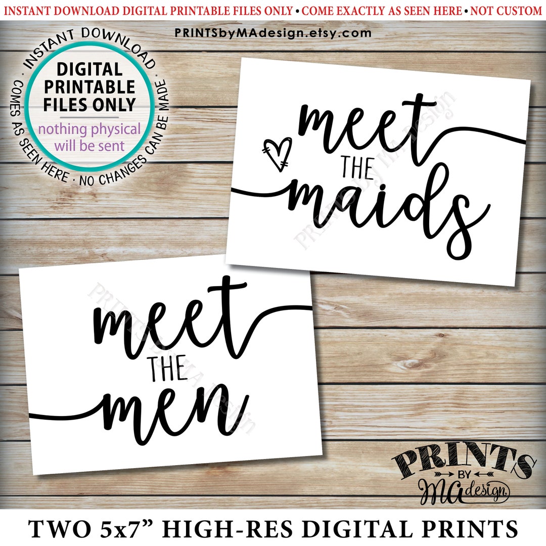 Meet the Maids &amp; Men Signs, Intro Maids and Men Bridal Party ...