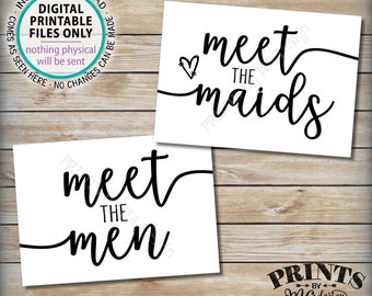 Meet the Maids & Men Signs, Intro Maids and Men Bridal Party Introductions, Bridesmaids Groomsmen, Two PRINTABLE 5x7” Wedding Signs <ID>