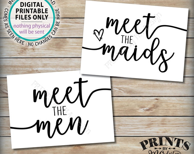 Meet the Maids & Men Signs, Intro Maids and Men Bridal Party Introductions, Bridesmaids Groomsmen, Two PRINTABLE 5x7” Wedding Signs <ID>