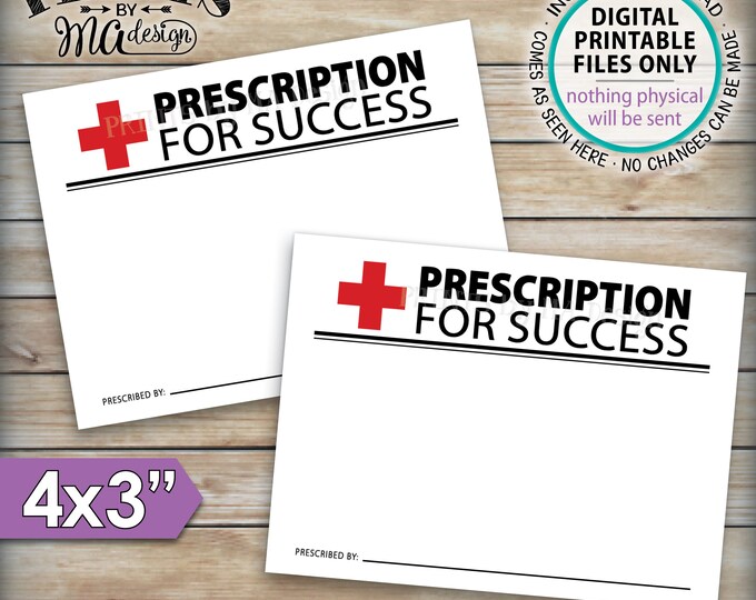 Please Leave Your Prescription for Success, Med School Grad Advice, Nurse Graduation, 4x3" Advice Cards on 8.5x11" PRINTABLE Sheet <ID>