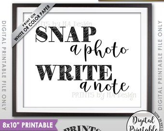 Snap a Photo and Write a Note Sign, Take a Photo Guestbook, Birthday, Graduation, Reunion, Retirement, PRINTABLE 8x10” Instant Download