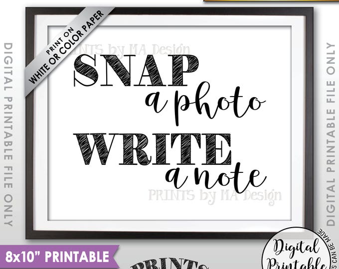 Snap a Photo and Write a Note Sign, Take a Photo Guestbook, Birthday, Graduation, Reunion, Retirement, PRINTABLE 8x10” Instant Download