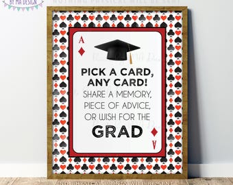 Playing Cards Graduation Party Well Wishes Sign, Pick a Card and Write a Message, Best Wishes for the Grad, PRINTABLE 8x10/16x20” Sign <ID>