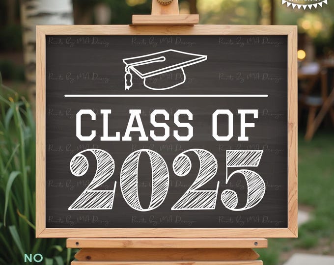 Class of 2025 Sign, High School Graduation in 2025, College Grad, PRINTABLE 8x10/16x20” Chalkboard Style Photo Prop Sign <Instant Download>