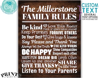 Editable Family Rules Sign, Family Wall Art, House Rules, Custom PRINTABLE 8x10/16x20” Rustic Wood Style Sign <Edit Yourself w/Corjl>