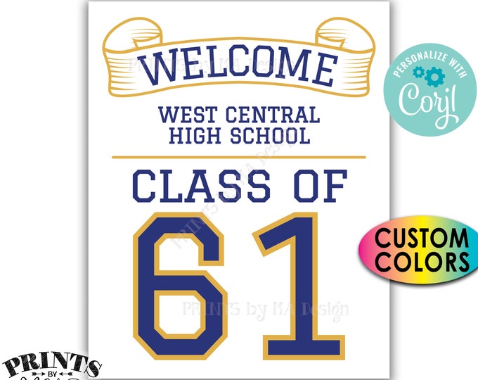 Class Reunion Welcome Sign, Custom Class of Reunion Decorations, Custom PRINTABLE 8x10/16x20” Sign <Edit Yourself with Corjl>