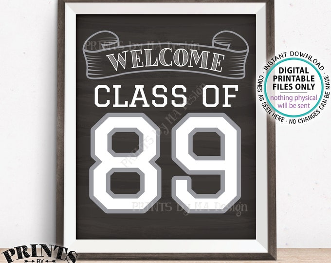 Class of 89 Sign, Welcome Class of 1989 Welcome Sign, Reunion Decorations, Chalkboard Style PRINTABLE 8x10/16x20” Class Reunion Sign <ID>