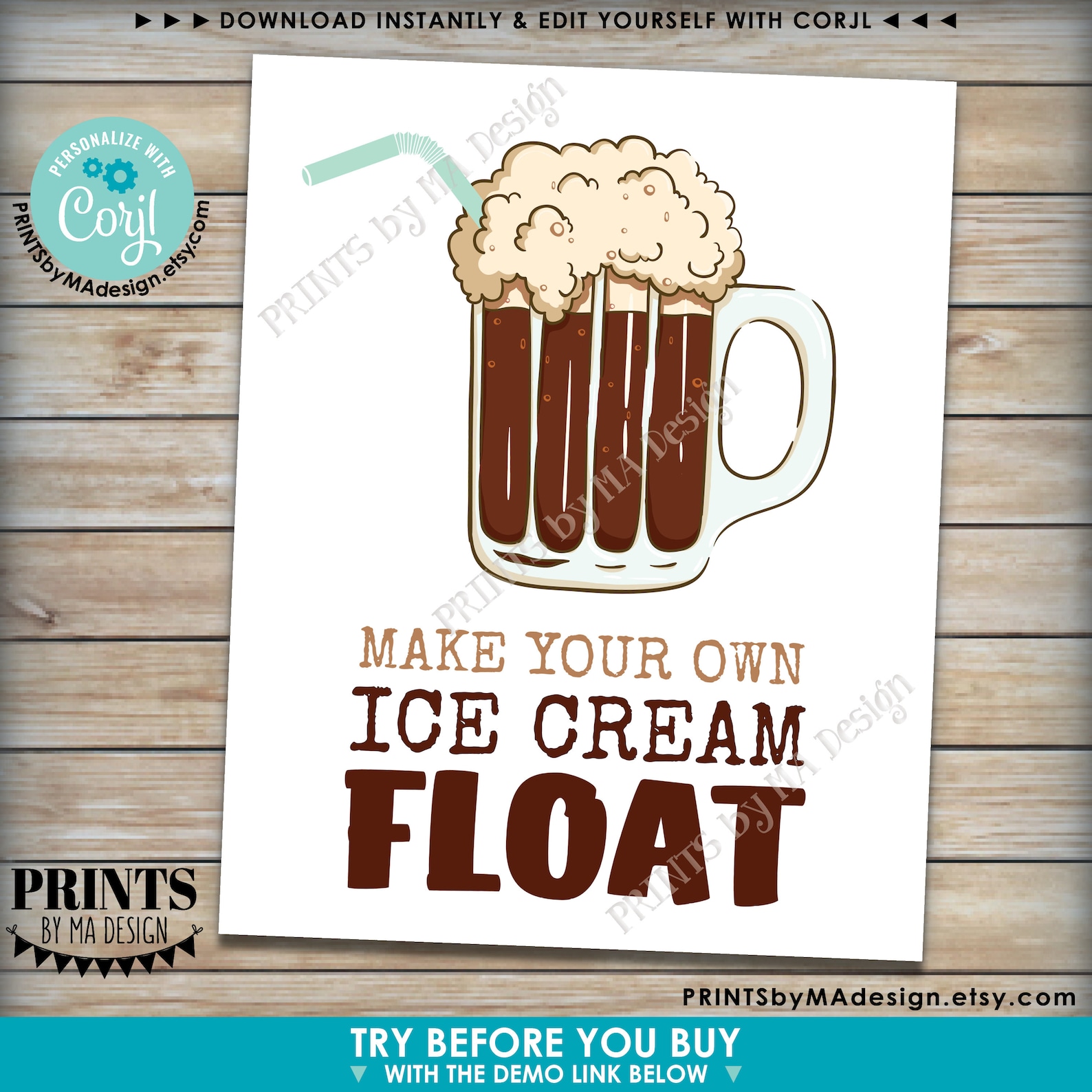 Custom Ice Cream Float Sign Root Beer Float Choose Your Etsy