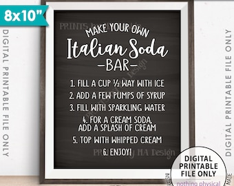 Letrero para bar de refrescos italianos, crea tu propio letrero para bodas con temática de bar de refrescos italianos, refresco de crema italiano, impresión estilo pizarra de 8x10 pulgadas, descarga instantánea.
