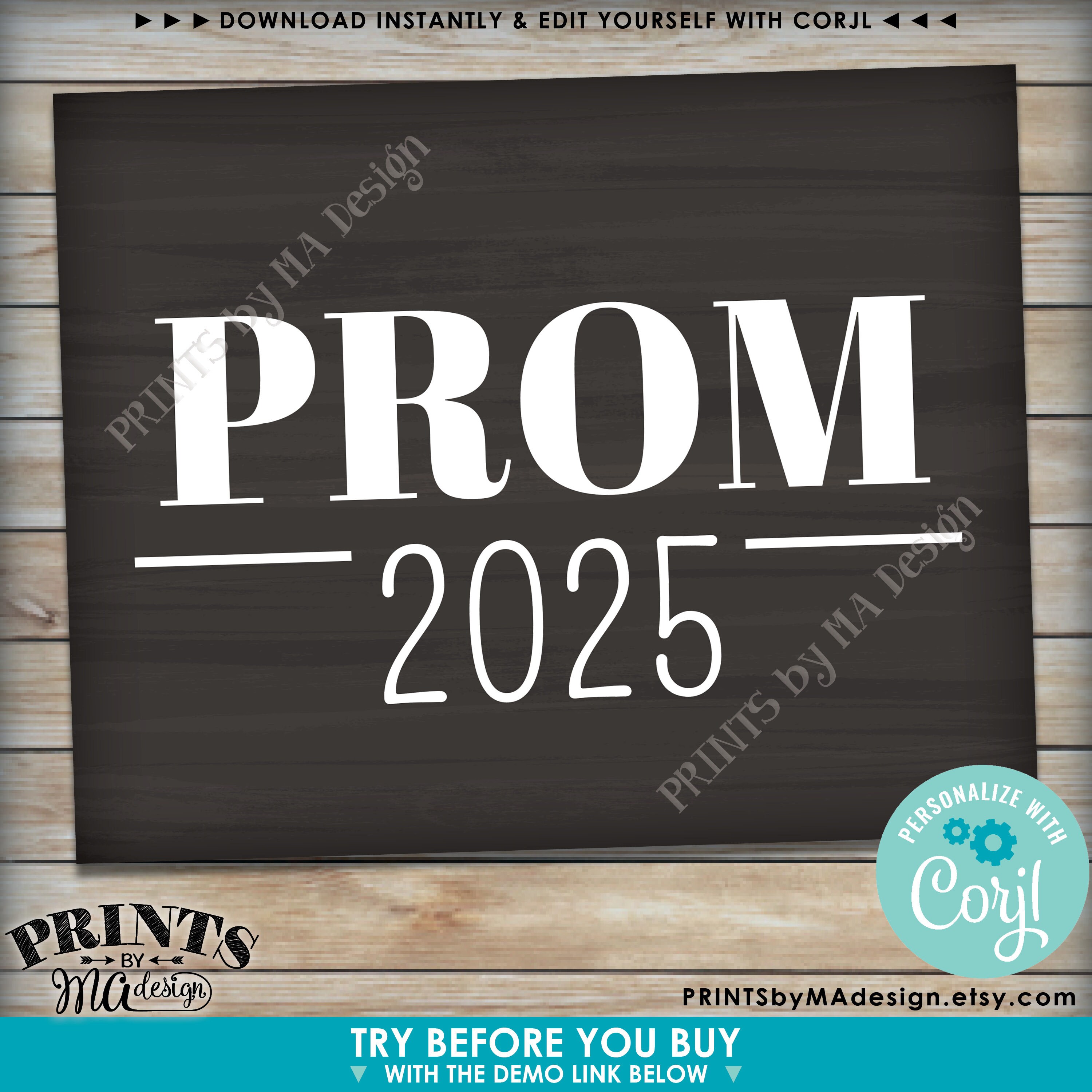 Prom Sign, High School Prom Decorations, Custom Year, PRINTABLE 8x10 ...