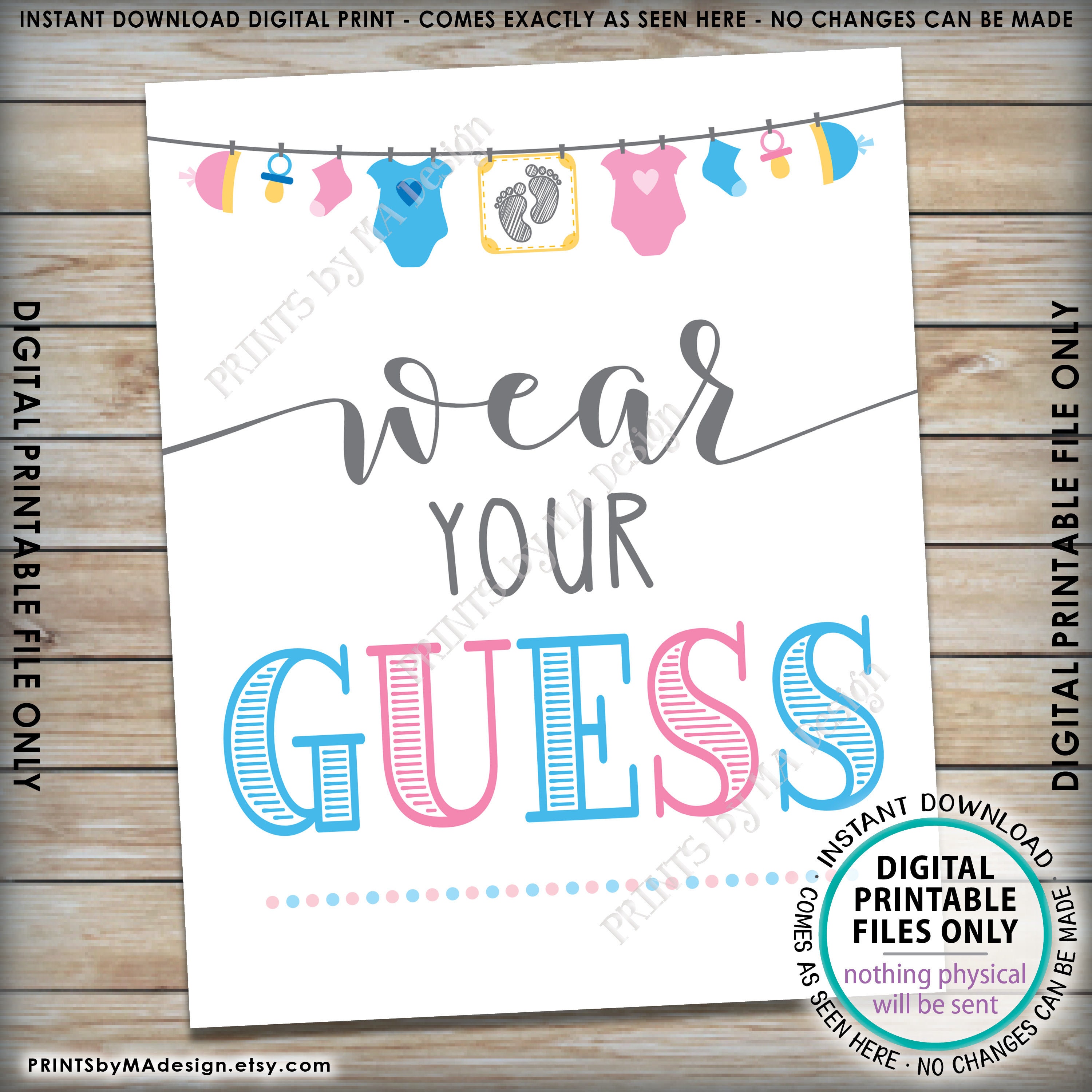 Wear Your Guess Sign Gender Reveal Party Sign Pink Or Blue Etsy Singapore