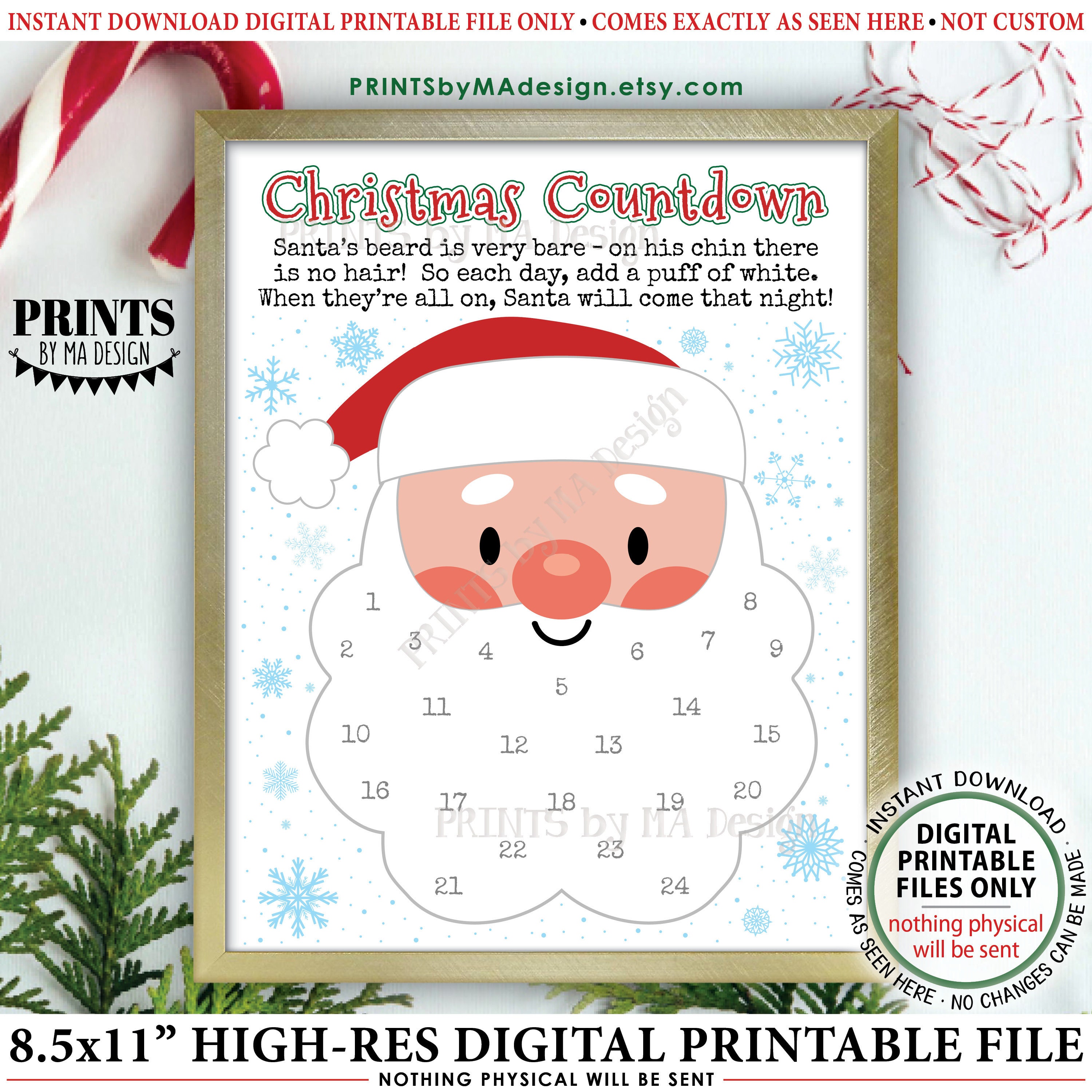 Santa Beard Cotton Ball Countdown Printable Santa Beard Cotton Ball Countdown Printable