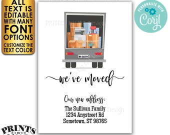 We've Moved Card, Moving Announcement, Change of Address, Custom 5x7" Digital Printable File, Moving Truck <Edit Yourself w/Corjl>