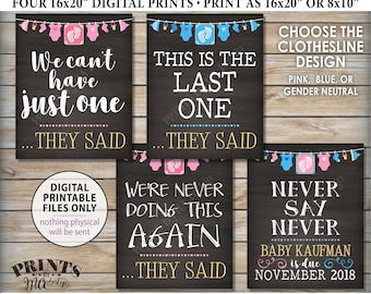 4th Baby Pregnancy Announcement Signs, Never Doing This Again This is Our Last One, Baby Number Four Chalkboard Style PRINTABLE Signs