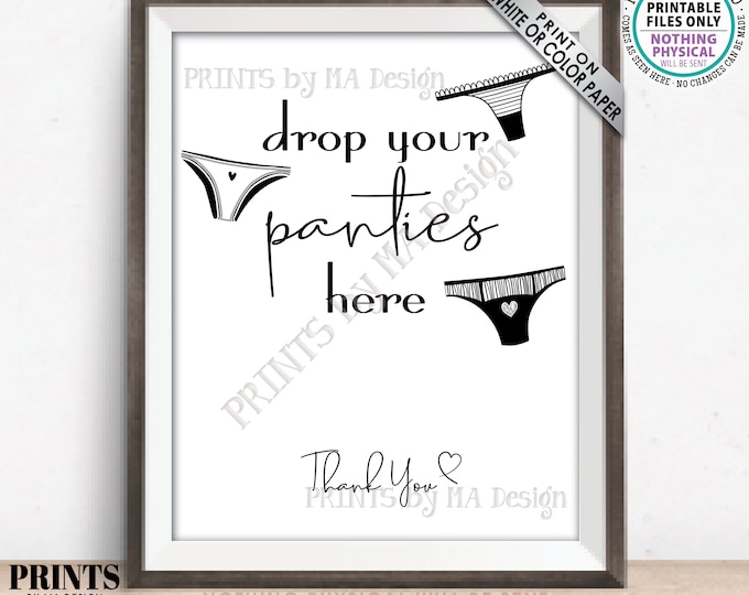 Drop Panties Here, Bridal Shower Guess the Panties Bachelorette Party Game, Modern Minimalist, PRINTABLE 8x10/16x20” Panty Game Sign <ID>