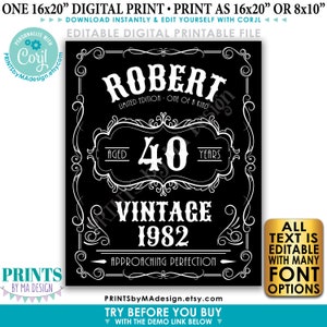 Vintage Birthday Sign, Better With Age Liquor Themed Party, Custom Text ...