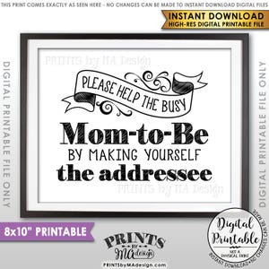 Baby Shower Address Envelope Sign, Help the Mom-to-Be Address an envelope Thank You Envelope, Shower Decor, 8x10&quot; Printable Instant Download