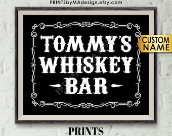 Whiskey Bar Sign, Better with Age Alcohol Sign, Retirement, His Birthday, Man Cave, Custom Name PRINTABLE 8x10” Black & White Whiskey Sign