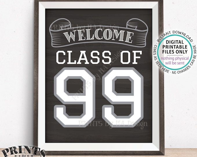 Class of 99 Sign, Welcome Class of 1999 Welcome Sign, Reunion Decorations, Chalkboard Style PRINTABLE 8x10/16x20” Class Reunion Sign <ID>