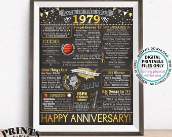 1979 Anniversary Flashback Poster, Back in 1979, Anniversary Gift, 1979 Party Decoration, PRINTABLE 16x20” Sign <ID>