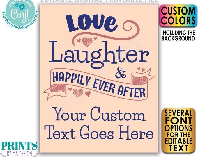 Love Laughter Happily Ever After Anniversary Gift and/or Decoration, PRINTABLE 8x10/16x20” Wedding Anniversary Sign <Edit Yourself w/Corjl>