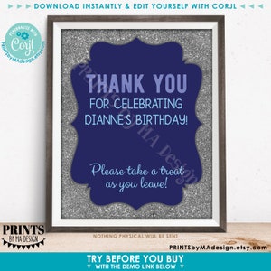 Editable Silver Glitter Design, Custom Text, Any Background Color, One PRINTABLE 8x10 Portrait Sign/Card Edit Yourself w/Corjl image 2