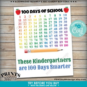 100 Days of School Sign, Custom PRINTABLE 8x10/16x20” 100th Day of ...