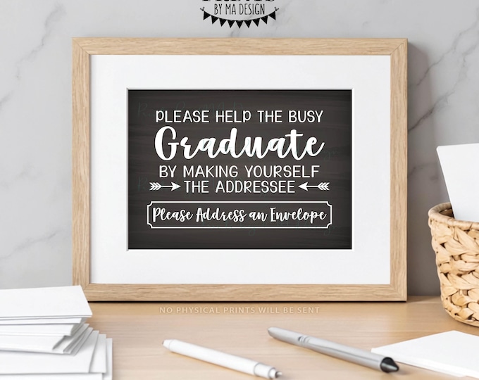 Address Envelope Sign, Address Your Own Envelope, Graduation Party Thank You Card, PRINTABLE Chalkboard Style 5x7” Sign <ID>
