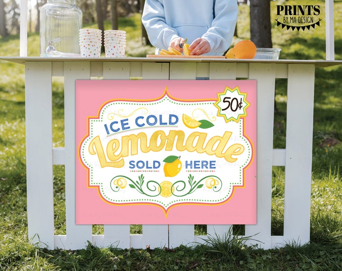 SALE! Lemonade Stand Sign with a Spot for the Price, Ice Cold Lemonade Sold Here, DIY Yard Sign, Digital Printable 8x10/16x20” Sign <ID>
