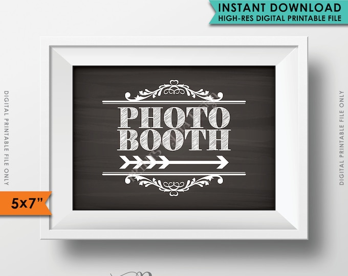 Photobooth Sign Directions to the RIGHT, Point to Photobooth Directions Arrow to Photo Booth Chalkboard, Instant Download Digital Printable